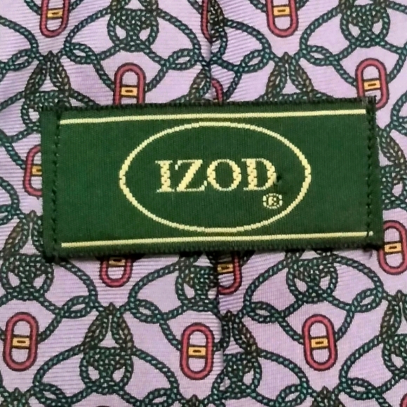 Izod Silk Tie Vintage Geometric Pattern - Picture 2 of 2